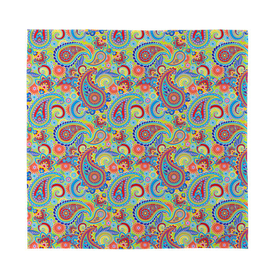 Asian Paisley Pattern Print Silk Bandana
