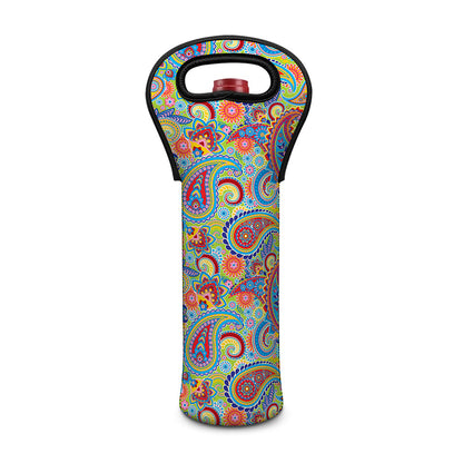 Asian Paisley Pattern Print Single Neoprene Wine Tote