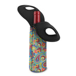 Asian Paisley Pattern Print Single Neoprene Wine Tote