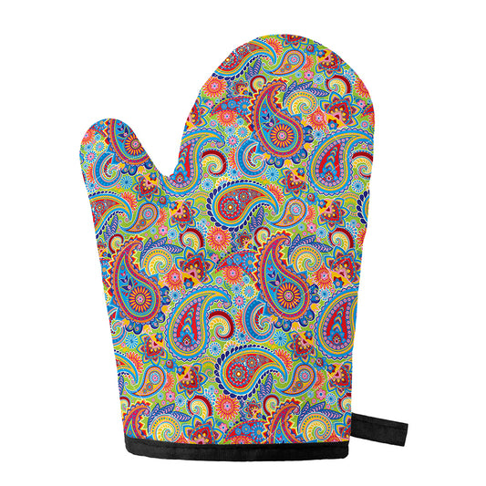 Asian Paisley Pattern Print Single Oven Mitt