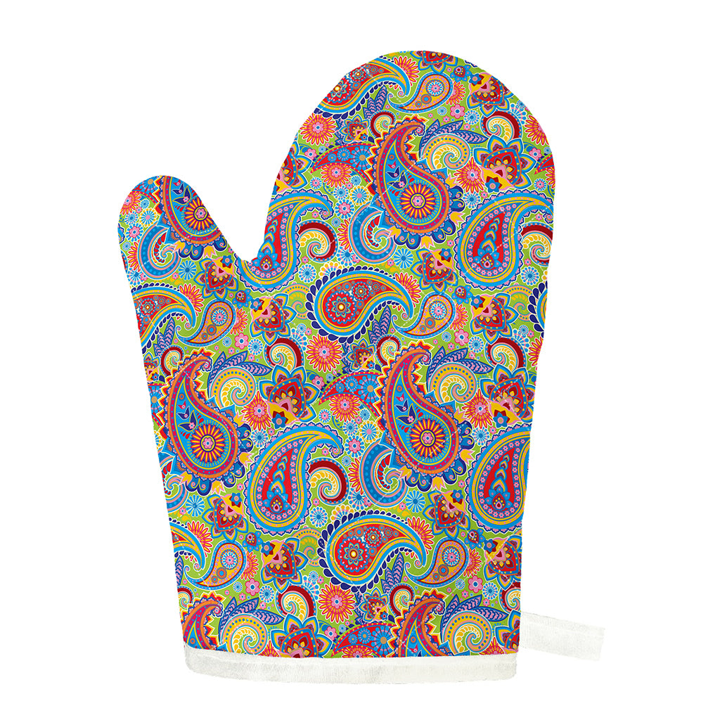 Asian Paisley Pattern Print Single Oven Mitt