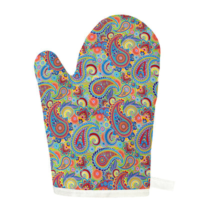 Asian Paisley Pattern Print Single Oven Mitt