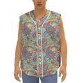 Asian Paisley Pattern Print Sleeveless Baseball Jersey