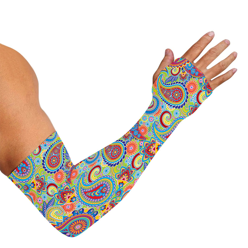 Asian Paisley Pattern Print Sun Protection Arm Sleeves