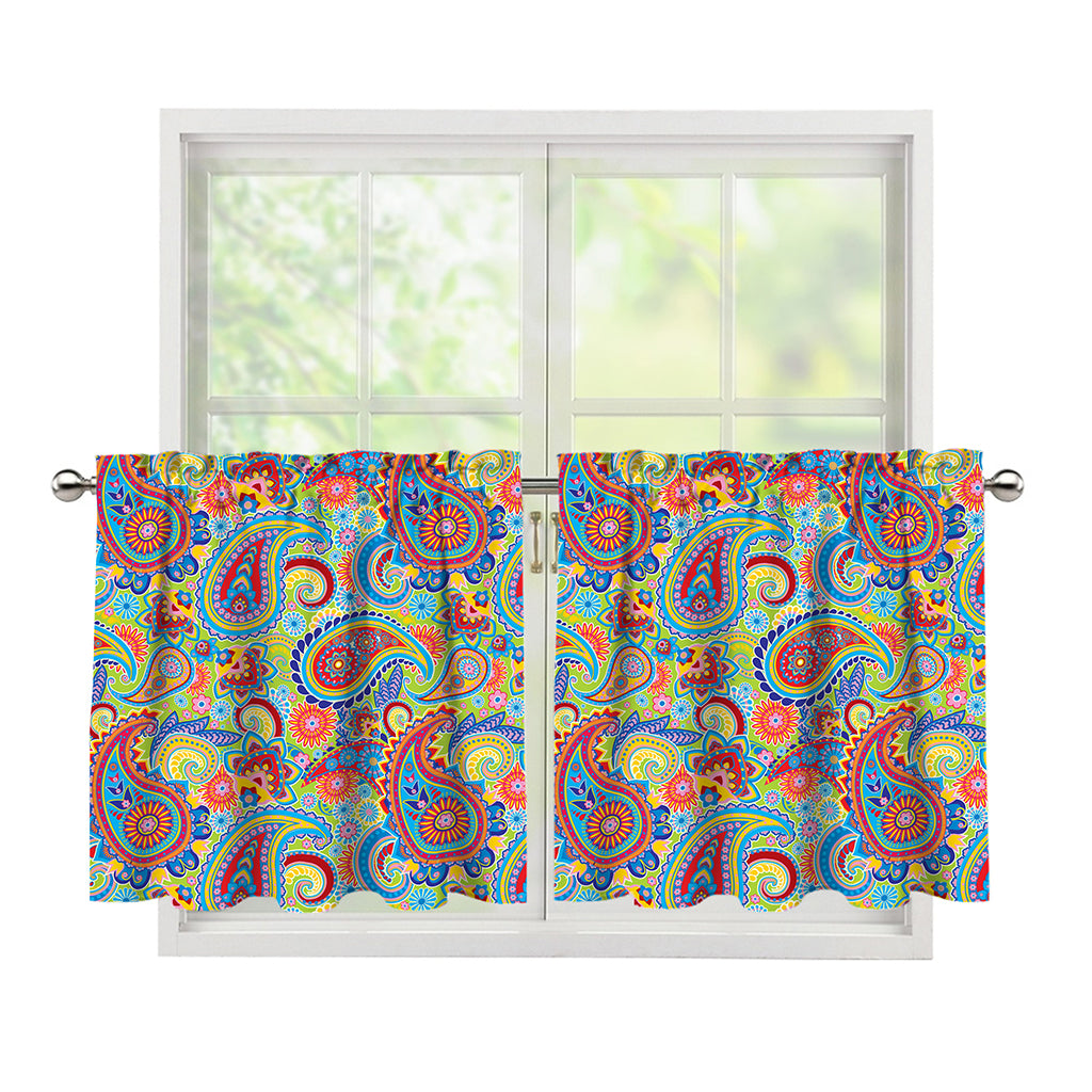 Asian Paisley Pattern Print Tier Curtains