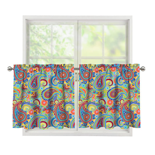 Asian Paisley Pattern Print Tier Curtains