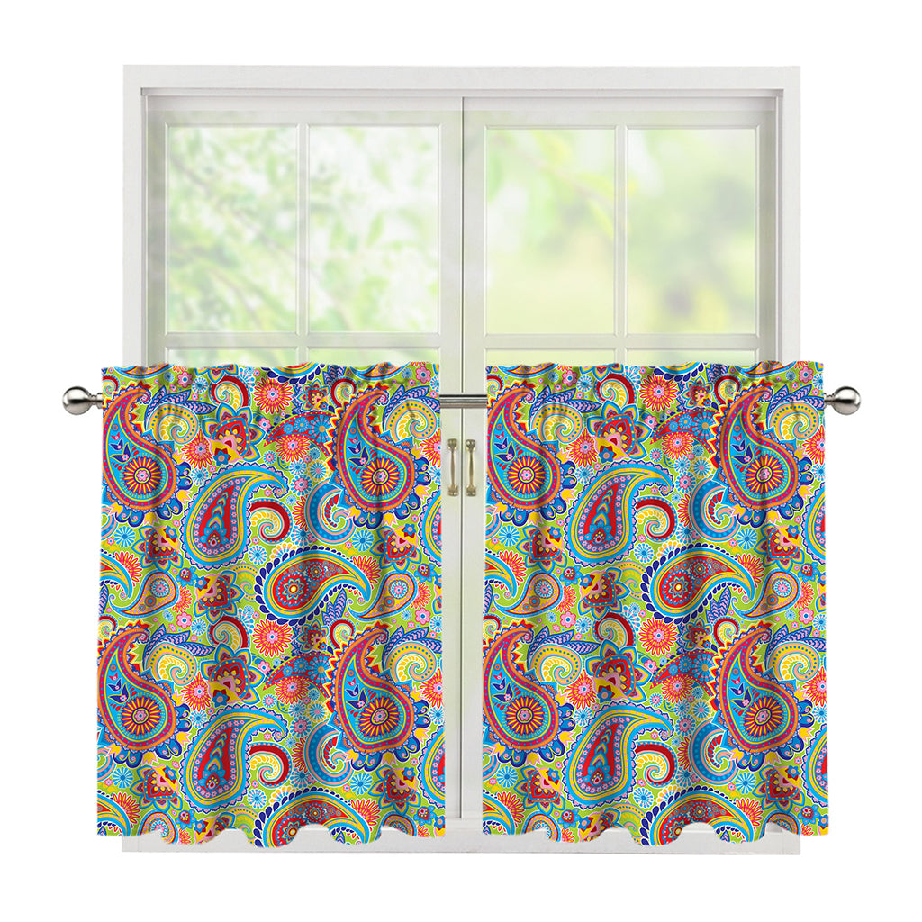 Asian Paisley Pattern Print Tier Curtains
