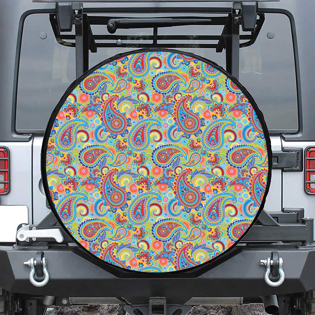 Asian Paisley Pattern Print Tire Cover