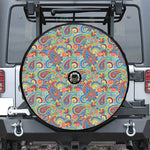 Asian Paisley Pattern Print Tire Cover With Camera Hole