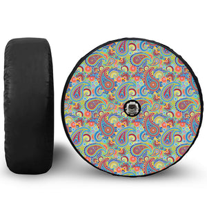 Asian Paisley Pattern Print Tire Cover With Camera Hole