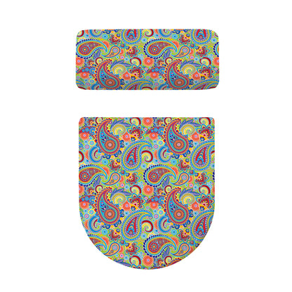 Asian Paisley Pattern Print Toilet Lid And Tank Cover Set