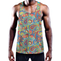 Asian Paisley Pattern Print Men's Workout Tank Top