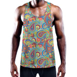 Asian Paisley Pattern Print Training Tank Top