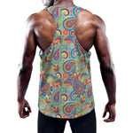 Asian Paisley Pattern Print Training Tank Top