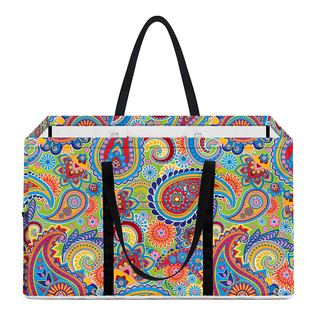 Asian Paisley Pattern Print Utility Tote Bag
