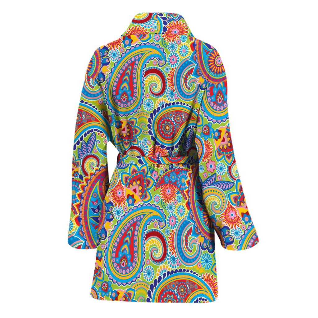 Asian Paisley Pattern Print Women's Bathrobe