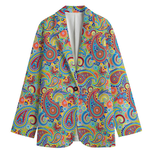 Asian Paisley Pattern Print Women's Blazer