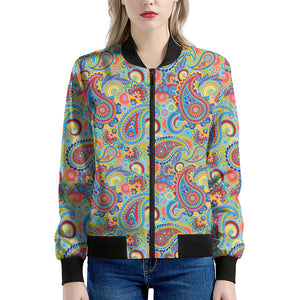 Asian Paisley Pattern Print Women's Bomber Jacket