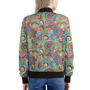 Asian Paisley Pattern Print Women's Bomber Jacket