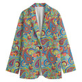 Asian Paisley Pattern Print Women's Cotton Blazer