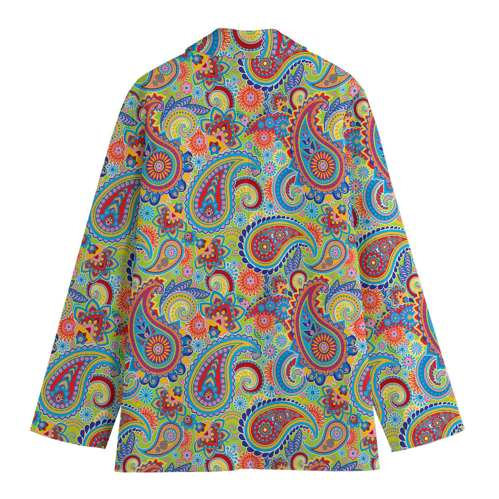 Asian Paisley Pattern Print Women's Cotton Blazer