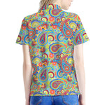 Asian Paisley Pattern Print Women's Polo Shirt