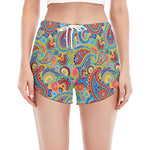 Asian Paisley Pattern Print Women's Split Running Shorts