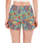 Asian Paisley Pattern Print Women's Split Running Shorts
