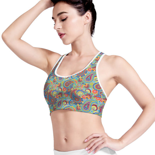 Asian Paisley Pattern Print Women's Sports Bra