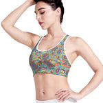 Asian Paisley Pattern Print Women's Sports Bra