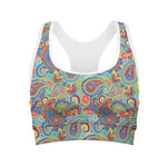 Asian Paisley Pattern Print Women's Sports Bra