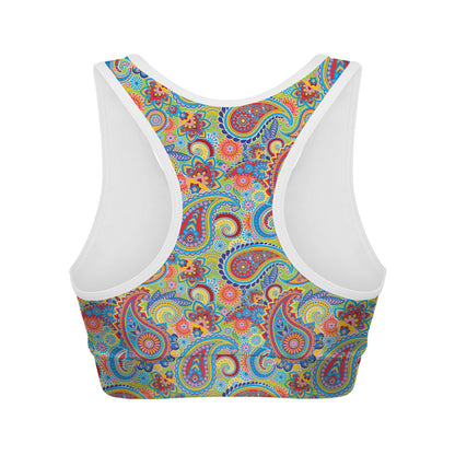 Asian Paisley Pattern Print Women's Sports Bra
