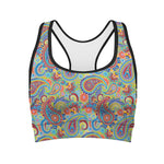 Asian Paisley Pattern Print Women's Sports Bra