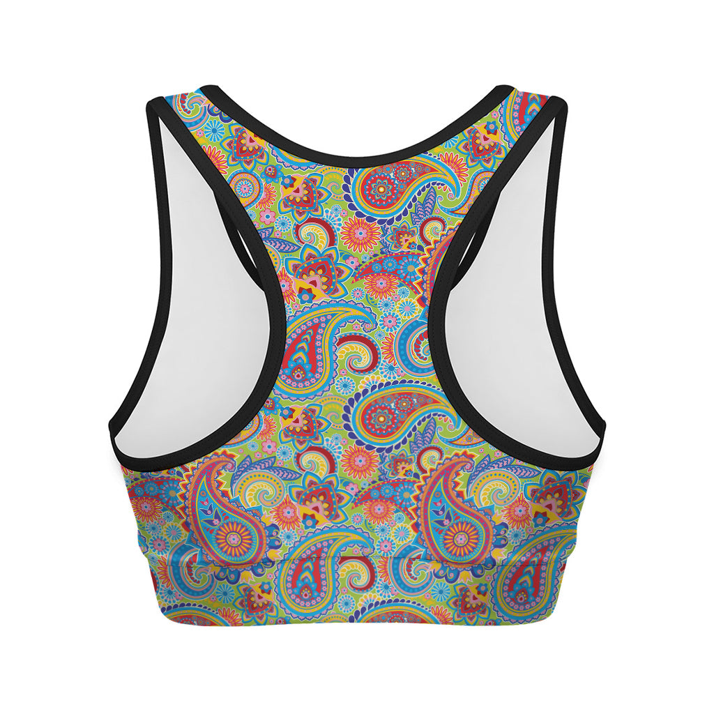 Asian Paisley Pattern Print Women's Sports Bra