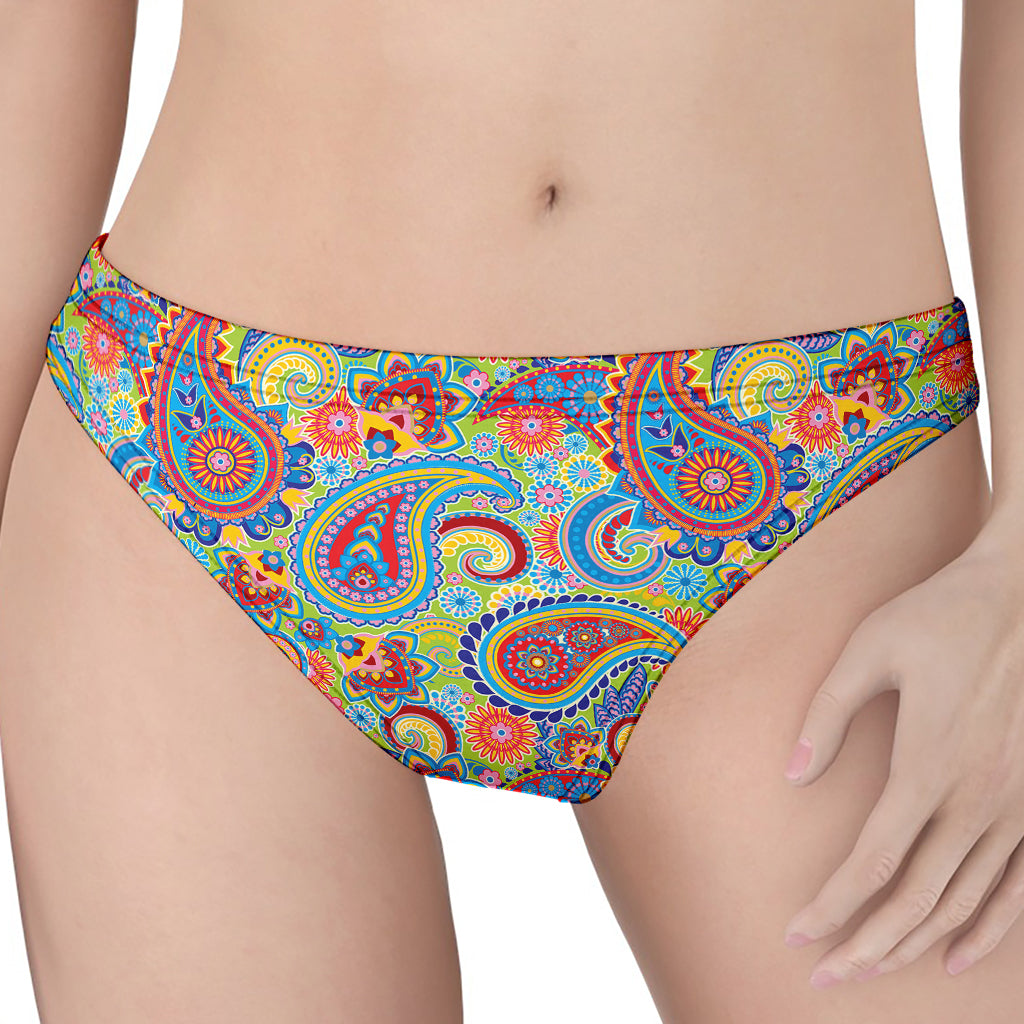 Asian Paisley Pattern Print Women's Thong