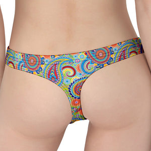 Asian Paisley Pattern Print Women's Thong