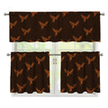 Asian Phoenix Pattern Print 3 Piece Kitchen Curtains