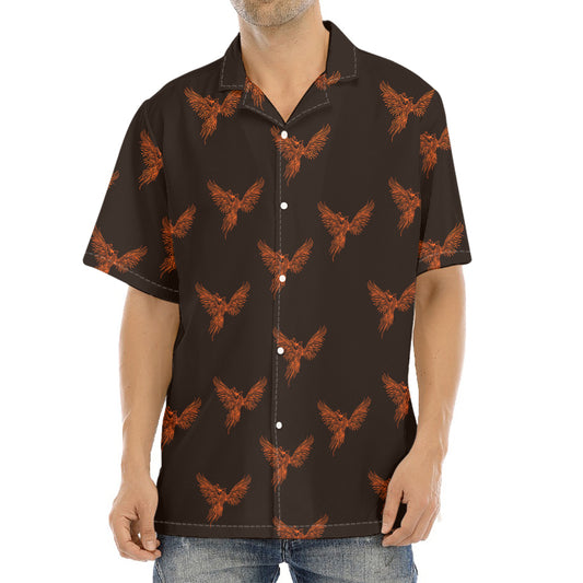 Asian Phoenix Pattern Print Aloha Shirt