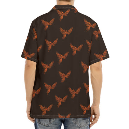 Asian Phoenix Pattern Print Aloha Shirt