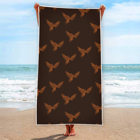 Asian Phoenix Pattern Print Beach Towel