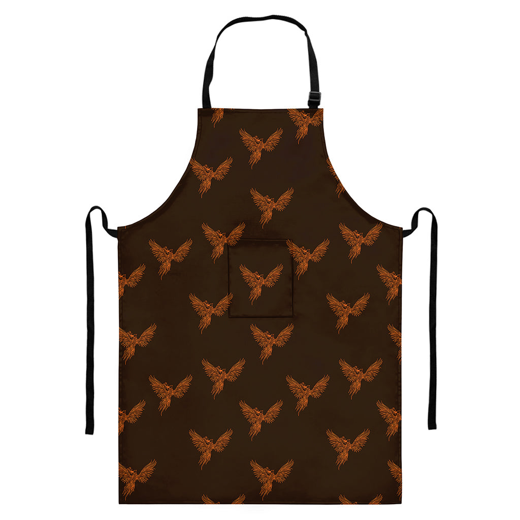 Asian Phoenix Pattern Print Bib Apron With Pocket