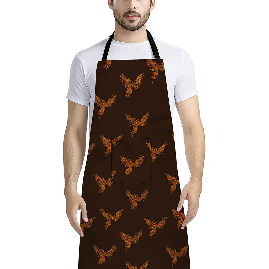 Asian Phoenix Pattern Print Bib Apron With Pocket