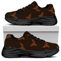Asian Phoenix Pattern Print Black Chunky Shoes