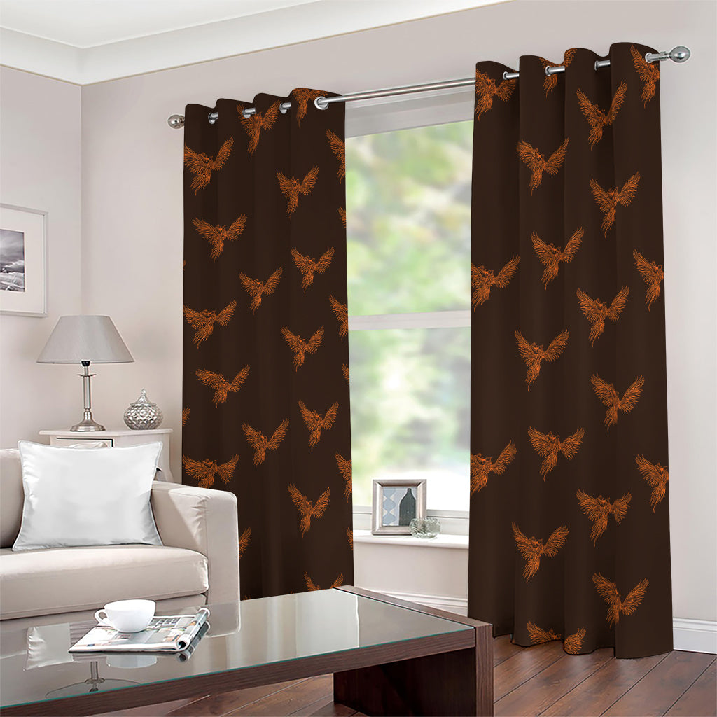 Asian Phoenix Pattern Print Blackout Grommet Curtains