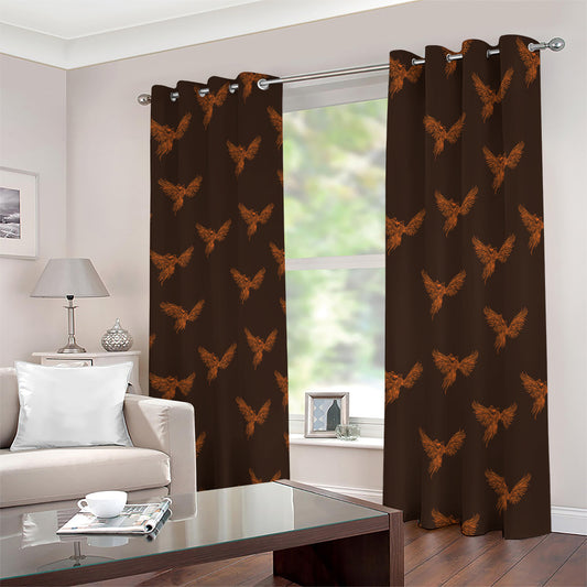Asian Phoenix Pattern Print Blackout Grommet Curtains