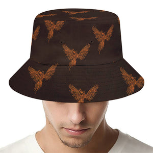 Asian Phoenix Pattern Print Bucket Hat