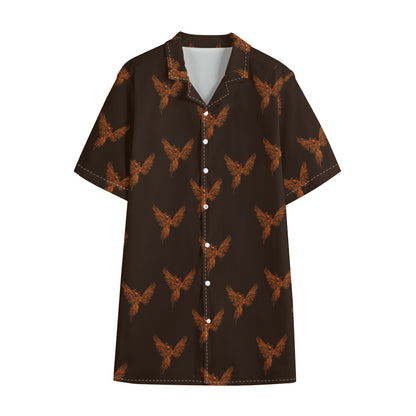 Asian Phoenix Pattern Print Cotton Hawaiian Shirt