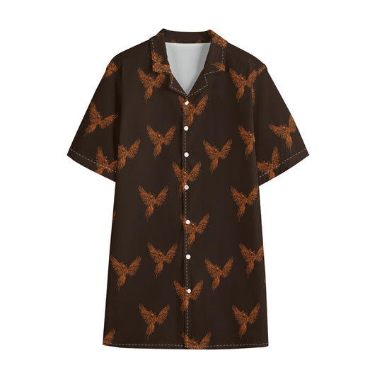 Asian Phoenix Pattern Print Cotton Hawaiian Shirt