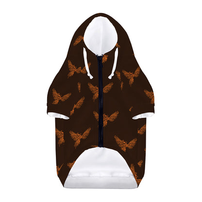 Asian Phoenix Pattern Print Dog Zip Up Hoodie