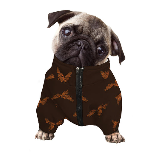 Asian Phoenix Pattern Print Dog Zip Up Jacket